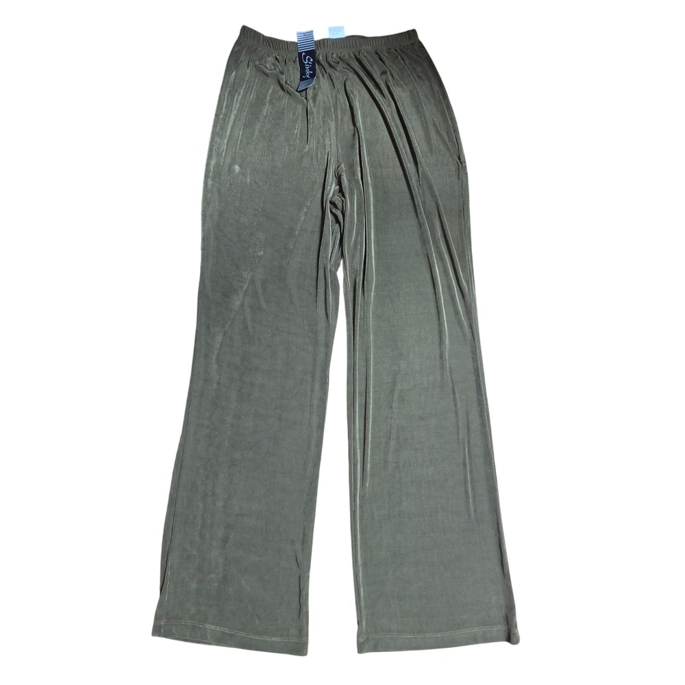Slinky Brand Wide Leg Knit Pants High Rise 1X/33 Olive Capsule Minimalist NWT